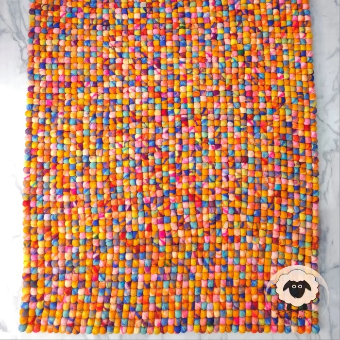 Multicolor Ball Rug-Needle Felt Creation