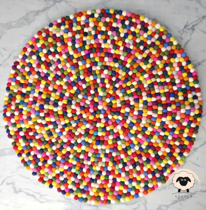 Multicolor Round Rug-Needle Felt Creation