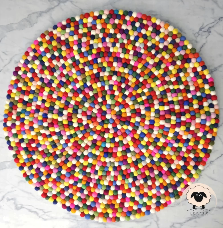 Multicolor Round Rug-Needle Felt Creation