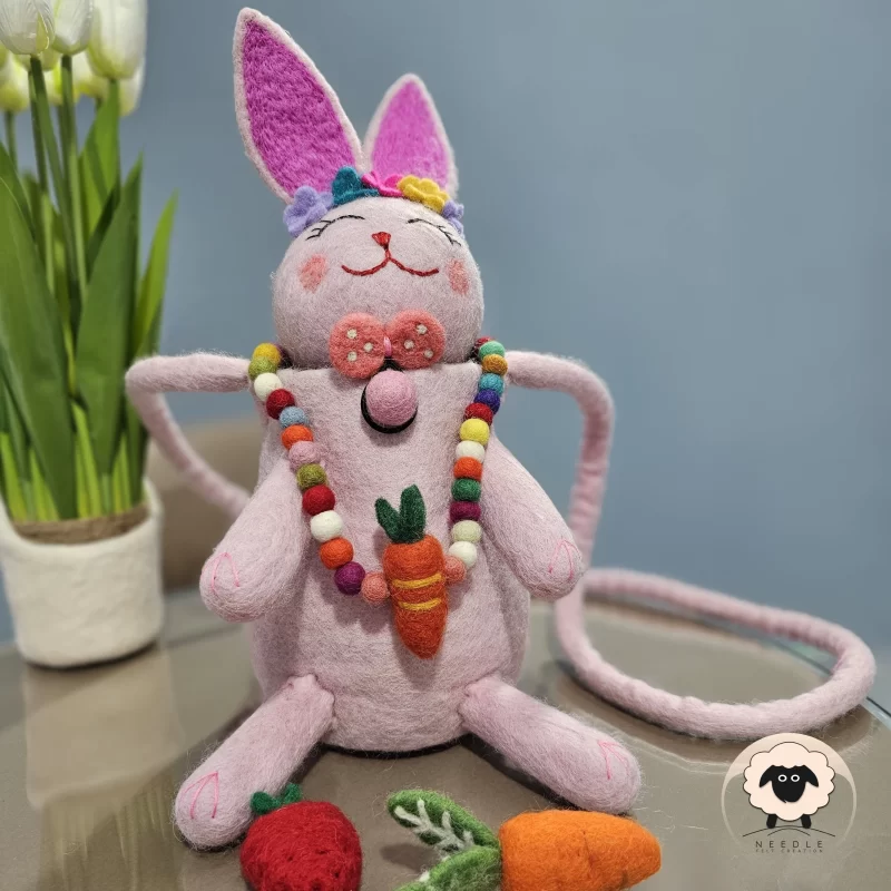 Pink Rabbit-Needle Felt Creation