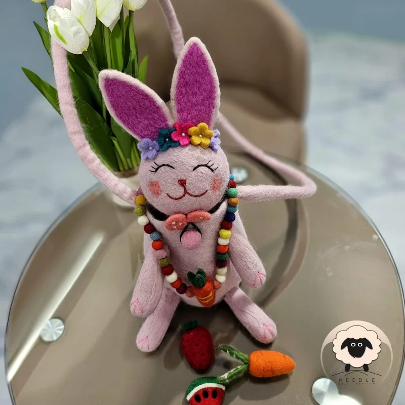 Pink Rabbit-Needle Felt Creation