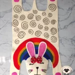 Rainbow Rabbit Wool Rug-Needle Felt Creation