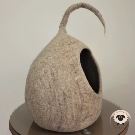Gray Tailed Cat House-Needle Felt Creation