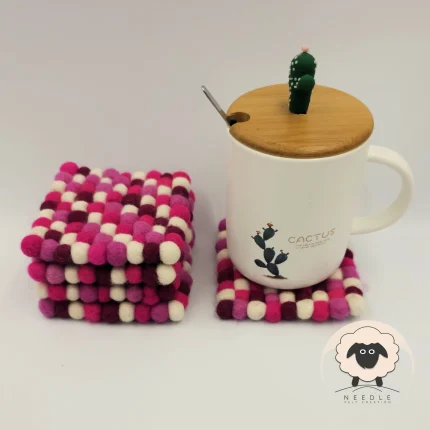 10cm Multicolored Pink Ball Coaster- NFC
