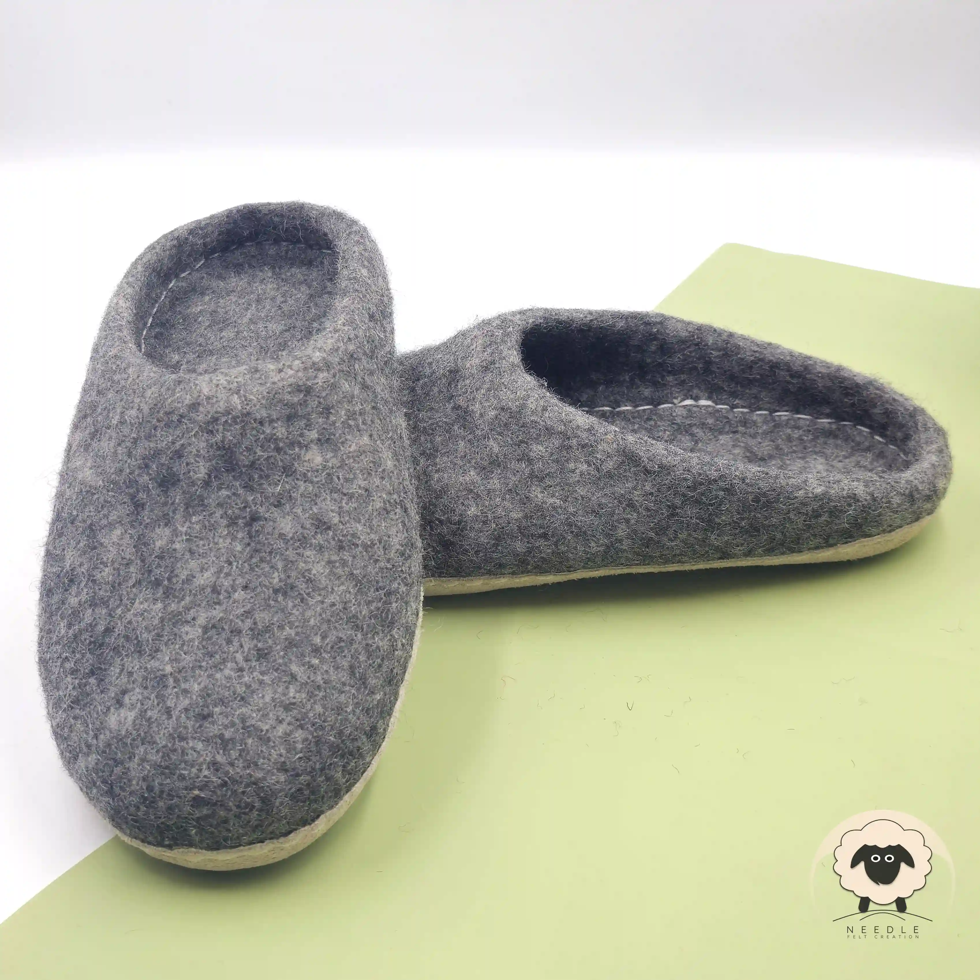 Black Felt Slippers | Handmade Felted Wool Slippers - Needle Felt Creation