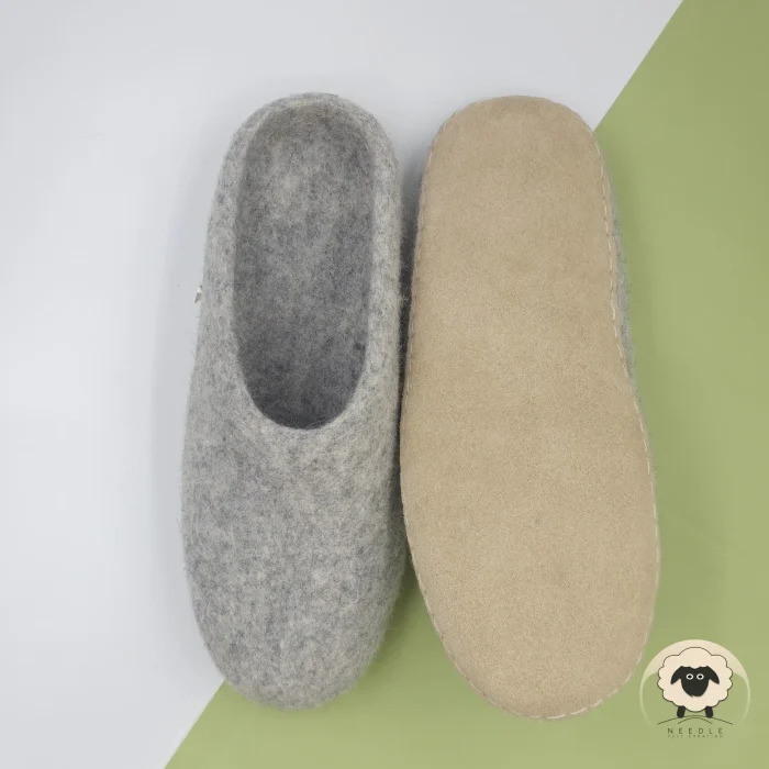 Gray Felt Slippers - Needle Felt Creation