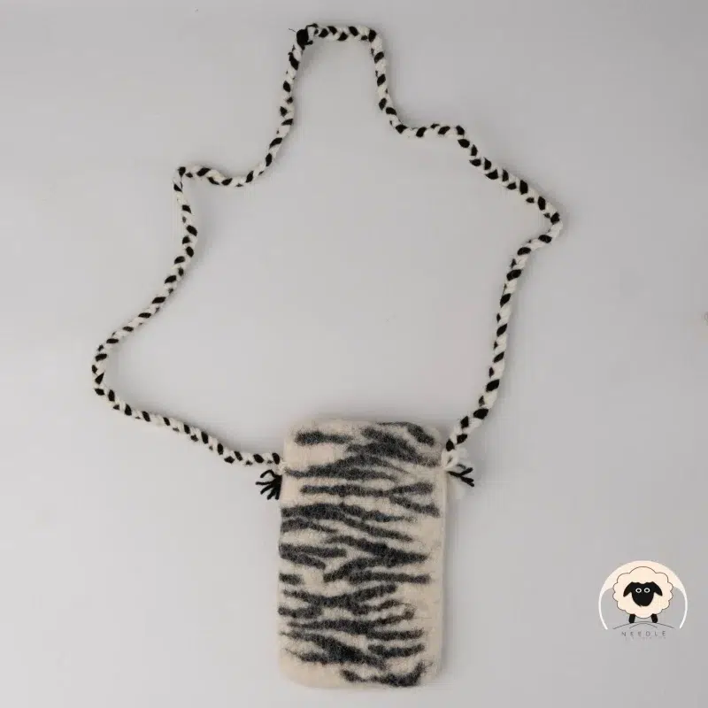 Zebra Wool Felt Phone Purse scaled e1726816223924