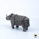 Brown Felt Rhinoceros | Felt Animal Figurine - Image 3
