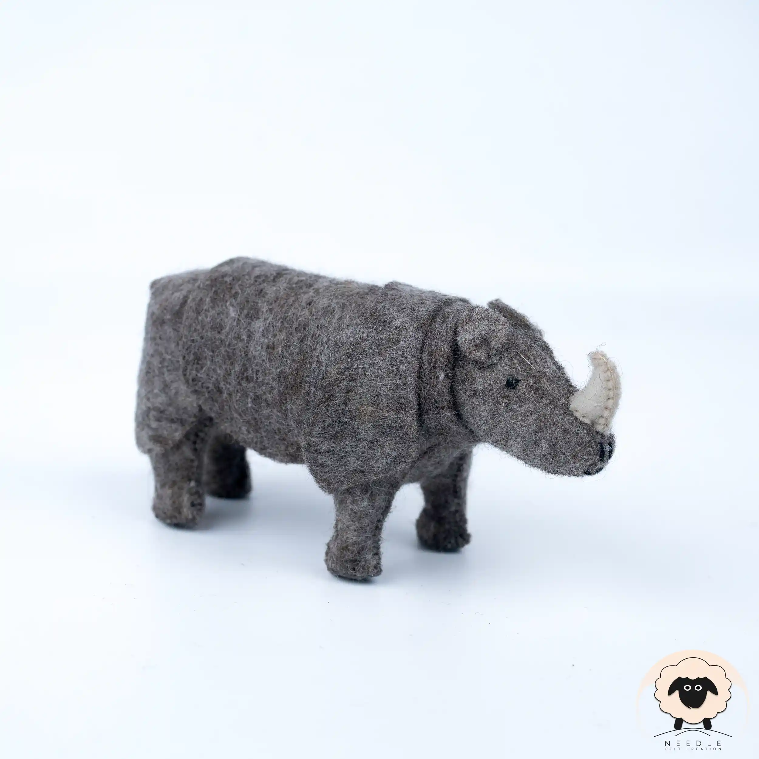 Brown Felt Rhinoceros - Needle Felt Creation Brown Felt Rhinoceros