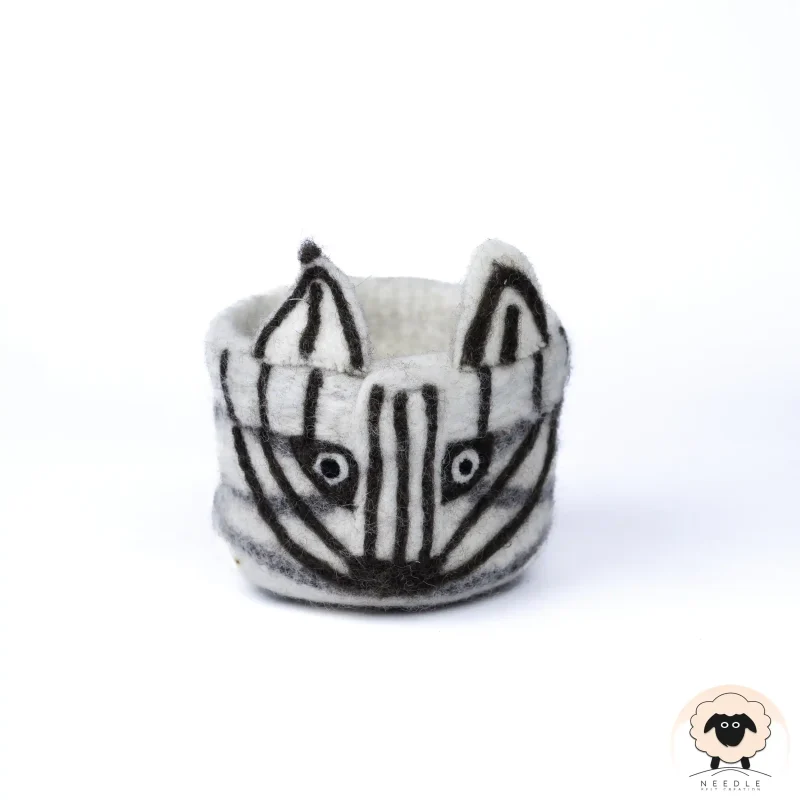 fox print felt basket 2 needlefeltcreation