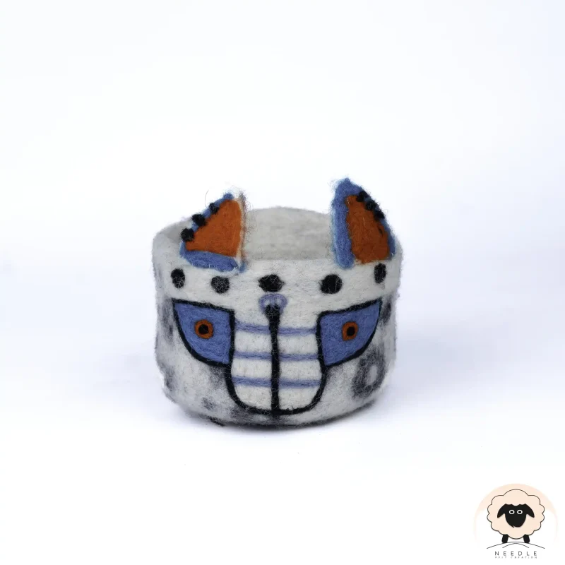 fox print felt basket needlefeltcreation