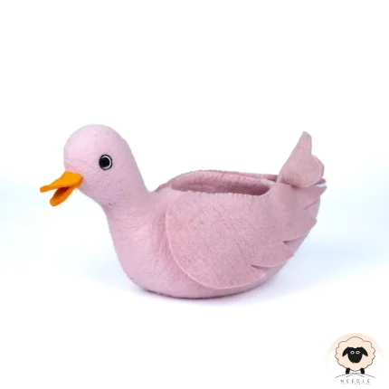 Pink Swan Felt Basket - Needle Felt Creation