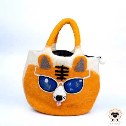 cat felt hand bag