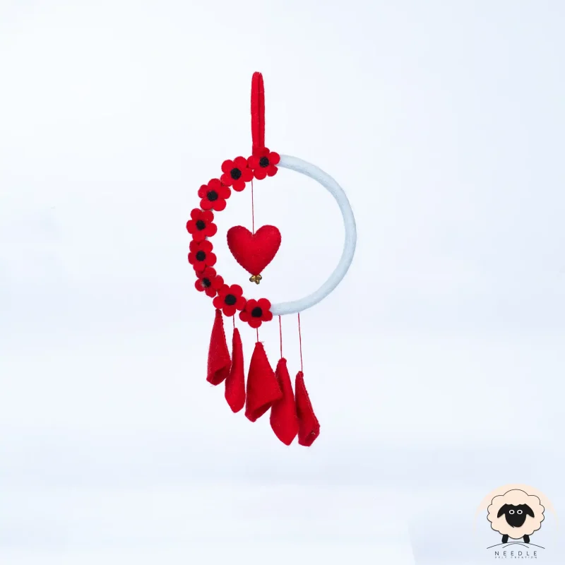 heart dreamcatcher felt mobile hanging 2