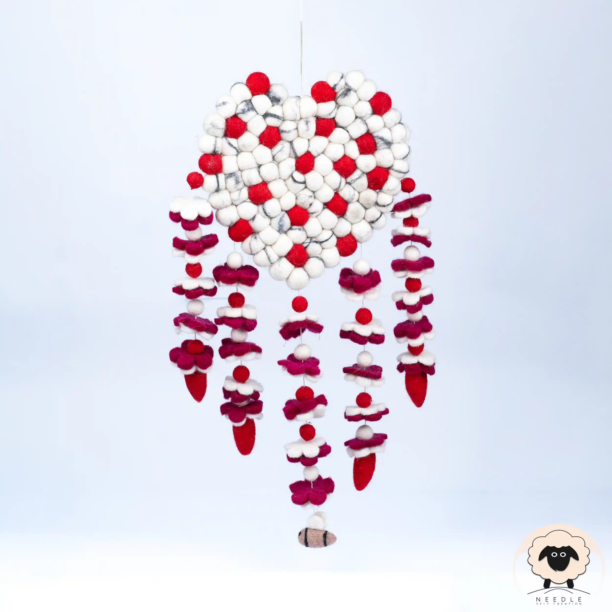 heart shaped felt mobile hanging