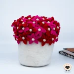 potted red daisy felt flower