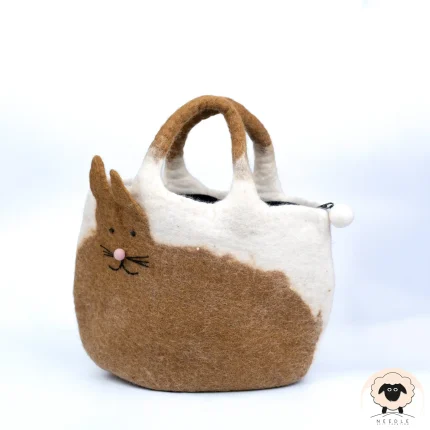 rabbit felt hand bag
