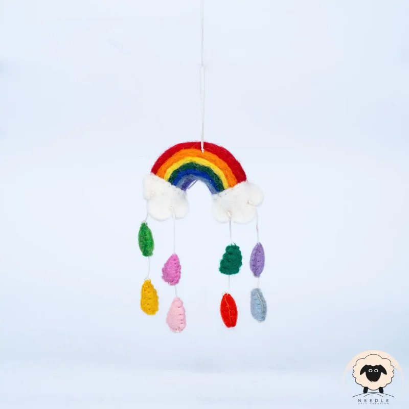 rainbow cloud felt mobile hanging