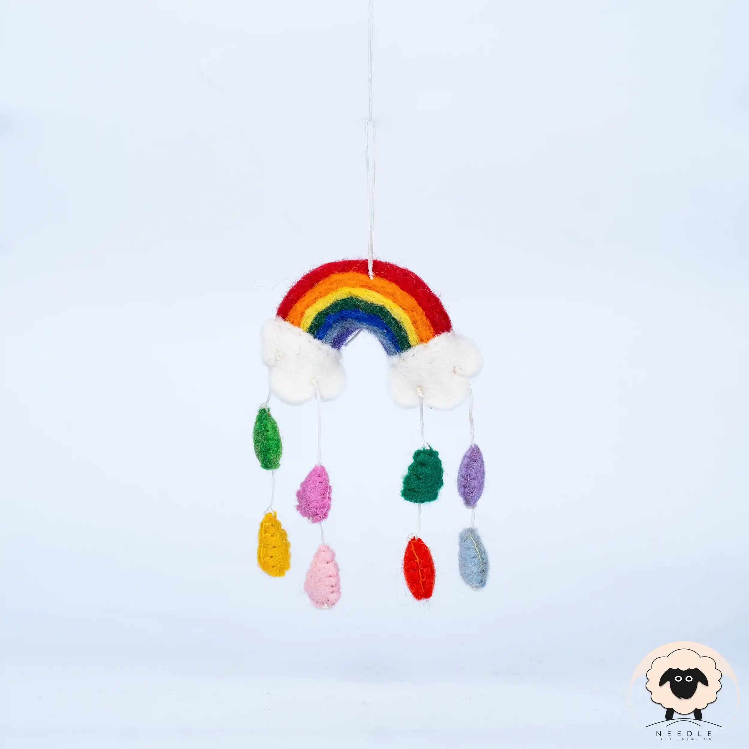 Rainbow Cloud Felt Mobile Hanging - Needle felt Creation rainbow cloud felt mobile hanging
