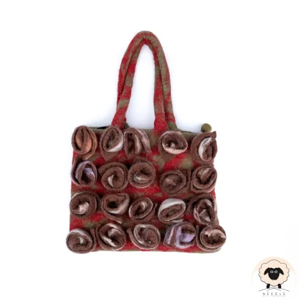 red roses felt hand bag