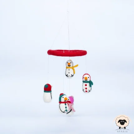 snowman felt mobile hanging