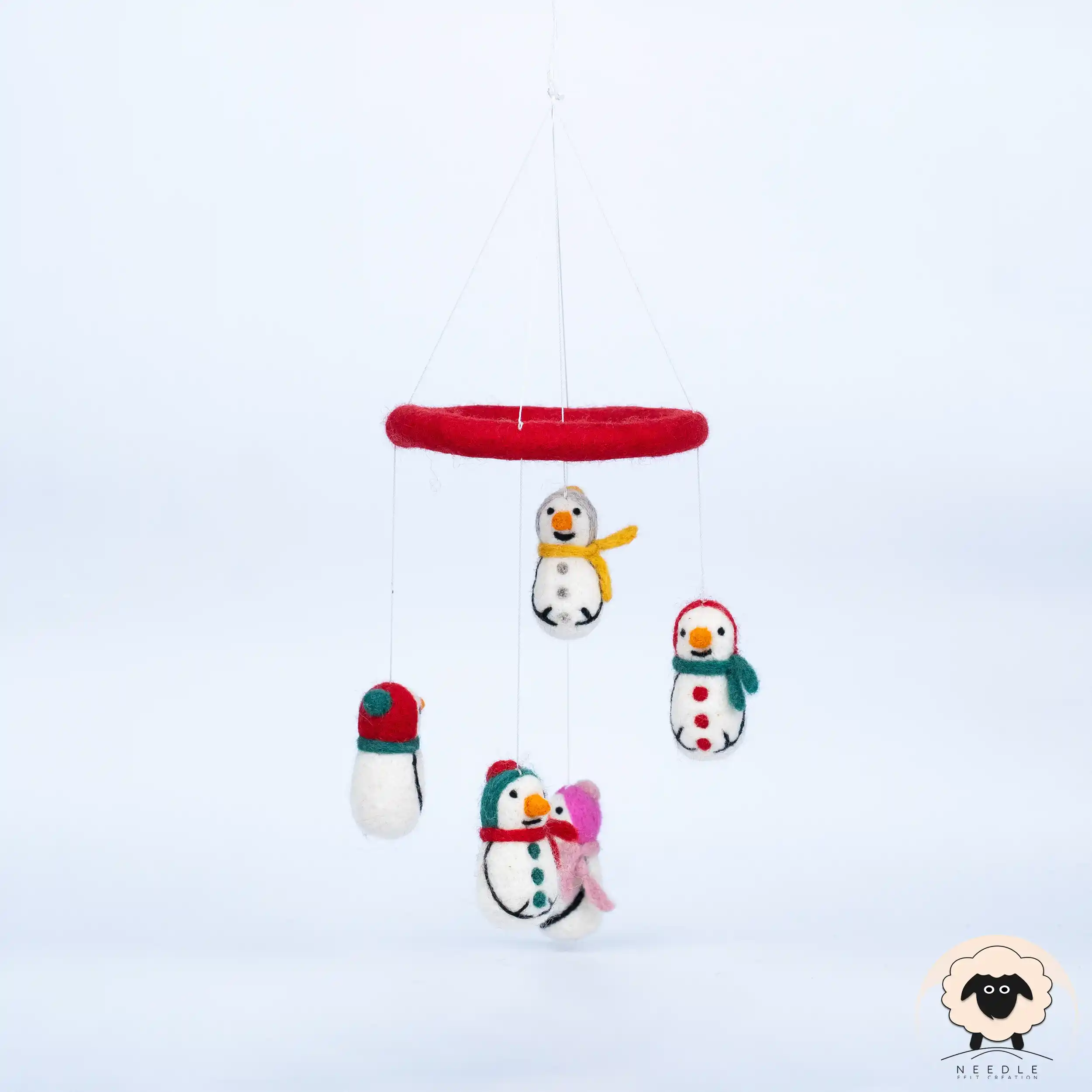 Snowman Felt Mobile Hanging - Needle felt Creation snowman felt mobile hanging