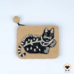 black cat felt purse