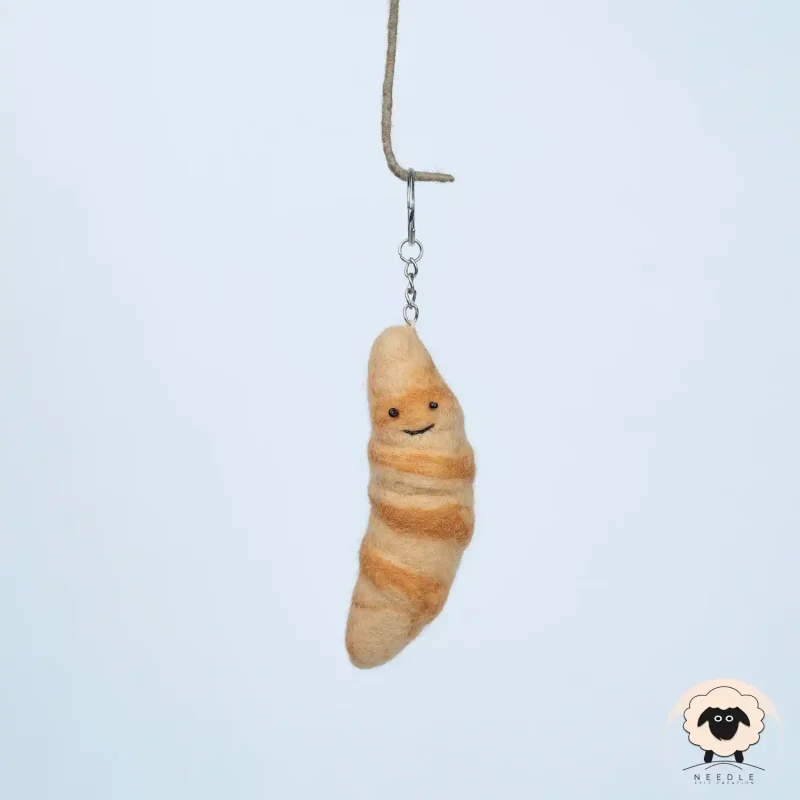 croissant felt keychain