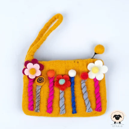 floral wristlet felt purse