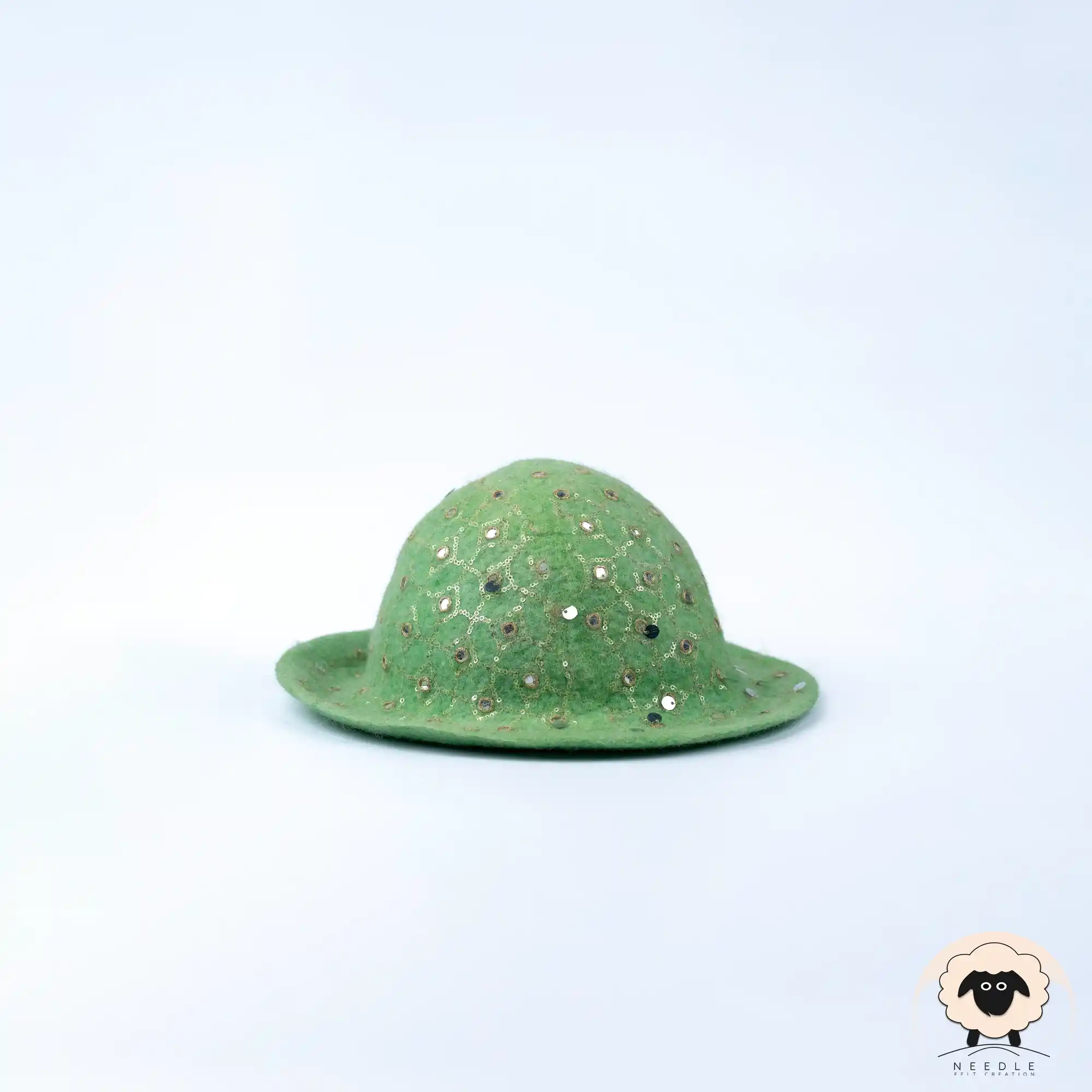 Green Sequin Felt Hat - Needle felt Creation green sequin felt hat