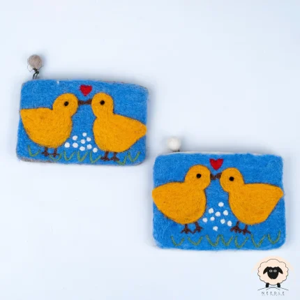 love birds felt purse