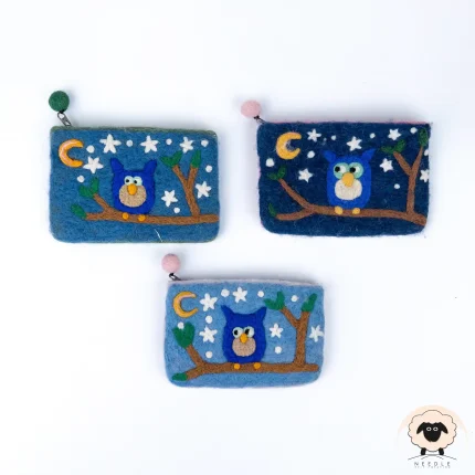 owl night felt purse