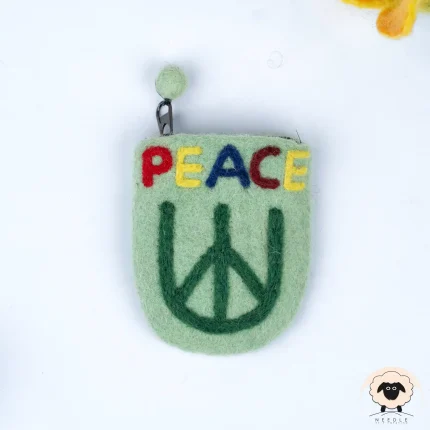 peace sign felt purse
