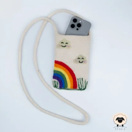 rainbow felt phone purse