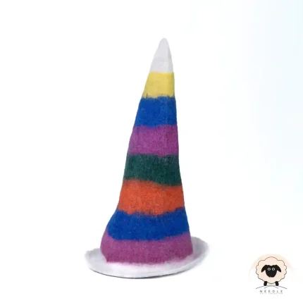rainbow striped-felt witch hat