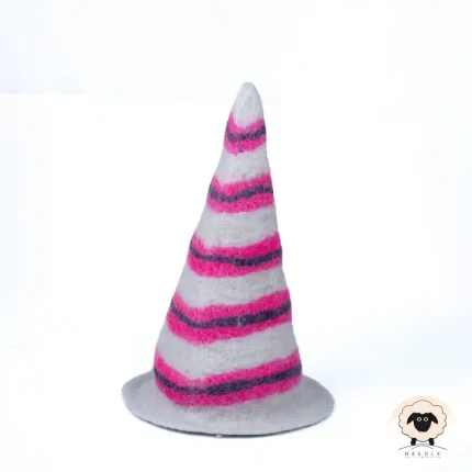 white striped felt witch hat