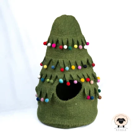 christmas tree felt cat cave