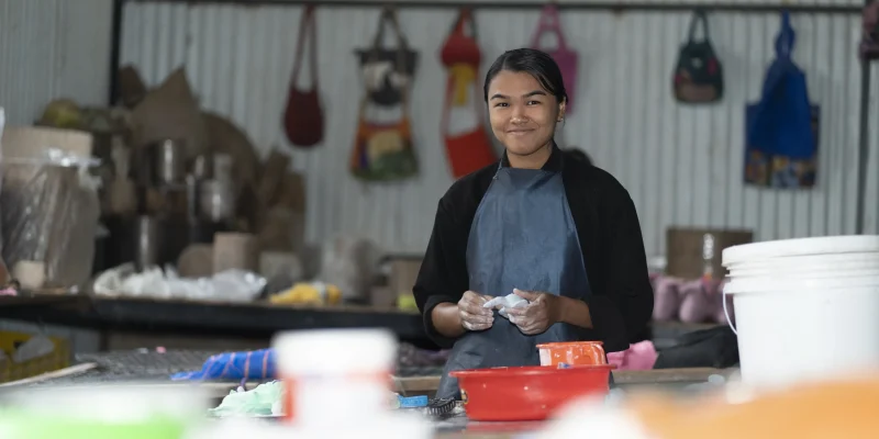 Water Felting in Needle Felt Creation Factory